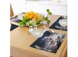 Tovagliette Abakuhaus Space, Astronauta Sulla Superficie Della Foto Orbitale Dello Sfondo Cosmico Della Galassia Solare, Tiscjdeco In Tessuto Resistente Al Lavaggio Per La Sala Da Pranzo E La Cucina, Marrone Blu