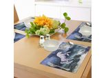 Abakuhaus Tovagliette Unicorno, Creatura Leggendaria Up Cliffs Rocks Sotto Il Chiaro Di Luna Piena Design Fantasy Stampa Artistica, Tiscjdeco In Tessuto Resistente Al Lavaggio Per Sala Da Pranzo E Cucina, Viola Blu