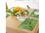 Abakuhaus Tovagliette A Forma Di Coccinella, Collage Di Coccinelle Su Erba Fresca - Tema Vita Vibrante - Prato - Fogliame, Tiscjdeco In Tessuto Resistente Al Colore Per La Sala Da Pranzo E La Cucina, Verde Rosso