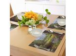 Tovagliette Abakuhaus Yosemite, Piccola Primavera Forest Distant Mountain Immagine Del Parco Nazionale Di Yosemite Stampa Paesaggistica, Tiscjdeco In Tessuto Resistente Al Lavaggio Per Sala Da Pranzo E Cucina, Verde