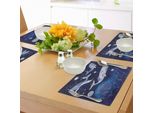 Tovagliette Abakuhaus Zodiaco, Immagine Mistica Con Balene Leggenda Del Tema Dell'universo Stampa Angolare Planetaria, Tiscjdeco In Tessuto Resistente Al Colore Per La Sala Da Pranzo E La Cucina, Blu Grigio