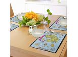 Tovagliette Abakuhaus Con Motivo Dell'isola, Tema Pirata Con Isola Del Tesoro, Teschi, Mare E Pesci Immaginari, Decorazioni Da Tavola In Tessuto Resistente Ai Colori Per La Sala Da Pranzo E La Cucina, Multicolore