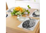 Tovagliette Abakuhaus Ying Yang, Con Motivi Floreali E Foglie Di Fiori, Tema Yoga, In Stile Asiatico Orientale, Decorazioni Da Tavola In Tessuto Resistente Al Lavaggio, Per Sala Da Pranzo E Cucina, Bianco E Nero.