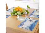 Tovagliette Abakuhaus Con Motivo Faro, Acquerelli Nostalgici Con Gull Ancient Anchor, Tema Marino Con Faro, Tiscjdeco In Tessuto Resistente Al Lavaggio Per Sala Da Pranzo E Cucina, Bianco E Blu