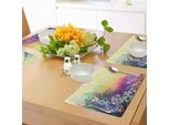 Tovagliette Abakuhaus Con Motivi Floreali, Edera, Fiori Primaverili, Natura, Paradiso Tranquillo, Stampa Delicata, Decorazioni Da Tavola In Tessuto Resistente Al Lavaggio Per Sala Da Pranzo E Cucina, Multicolore Viola Giallo