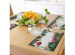 Abakuhaus Tovagliette Natalizie, Buon Anno Nuovo Festeggiamenti Con Ghirlanda Di Agrifoglio Design Artistico, Decorazioni Da Tavola In Tessuto Resistente Al Lavaggio Per La Sala Da Pranzo E La Cucina, Marrone Castagna Verde