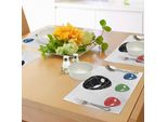 Tovagliette Abakuhaus Space, Illustrazione Grunge Di Una Testa Aliena Surreale Con Forme Colorate Che Ricordano Sostanze Stupefacenti, Tovaglietta Decorativa In Tessuto Resistente Ai Colori Per La Sala Da Pranzo E La Cucina, Verde Rosso