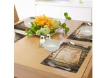 Abakuhaus Tovagliette Con Mappa Dell'isola, Mappa Del Tesoro Su Legno Rustico X Segna Il Concetto Dei Pirati Del Mare, Tovagliette Decorative In Tessuto Resistente Al Lavaggio Per La Sala Da Pranzo E La Cucina, Marrone Crema