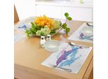 Abakuhaus Tovagliette Con Motivi Marini, Figura Di Delfino Con Motivi Colorati Illustrazione Della Vita Sottomarina, Decorazione Da Tavola In Tessuto Resistente Al Lavaggio Per La Sala Da Pranzo E La Cucina, Viola Rosa Blu