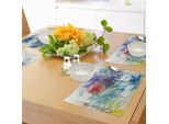 Tovagliette Abakuhaus Con Motivo Palma, Immagini Retro Acquerellate Di Palme Su Sfondo Tropicale, Tovagliette Decorative In Tessuto Resistente Al Lavaggio Per Sala Da Pranzo E Cucina, Multicolore