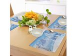 Tovagliette Abakuhaus Winter, Casetta Sotto Maestose Montagne In Un Freddo Gelido Durante Una Bufera Di Neve Invernale, Tiscjdeco In Tessuto Resistente Al Lavaggio Per La Sala Da Pranzo E La Cucina, Blu