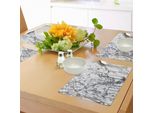 Abakuhaus Tovagliette Astratte, Motivi Murky Marble Rock Con Frattali Dinamici, Stampa Astratta E Artistica, Tiscjdeco In Tessuto Resistente Al Lavaggio Per La Sala Da Pranzo E La Cucina, Bianco Grigio