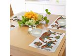 Tovagliette Abakuhaus Hamsa, Animali Della Savana Africana Paisley E Motivo Hamsa Hand Con Ornamenti Orientali Malesi, Tiscjdeco In Tessuto Resistente Al Lavaggio Per La Sala Da Pranzo E La Cucina, Multicolore