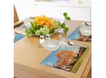 Tovagliette Abakuhaus Autunnali, Motivo Autunnale Con Foglie Cadenti Sbiadite Nel Parco - Fogliame - Natura - Stagione, Decorazione Da Tavola In Tessuto Resistente Al Lavaggio Per La Sala Da Pranzo E La Cucina, Arancione Blu
