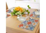Abakuhaus Tovagliette Rustiche, Patchwork Con Cuori E Motivi Floreali Vorticosi Con Dettagli Folcloristici Femminili, Tiscjdeco In Tessuto Resistente Al Lavaggio Per La Sala Da Pranzo E La Cucina, Multicolore