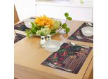 Tovagliette Natalizie Abakuhaus, Sfondo Rustico In Legno, Stampa A Tema Natalizio Con Nastro Rosso, Decorazioni Da Tavola In Tessuto Resistente Al Lavaggio Per Sala Da Pranzo E Cucina, Verde Marrone