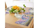 Abakuhaus Tovagliette Pastoral, Pastoral Valley Sotto Un Cielo Surreale E Sognante, Motivo Floreale Fresco E Rigoglioso, Tiscjdeco In Tessuto Resistente Al Lavaggio Per La Sala Da Pranzo E La Cucina, Multicolore