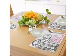 Tovagliette Abakuhaus Space Walk, Citazione Con Un Uomo Romanticismo Amore Tra Le Stelle Design Minimalista Immagine, Tiscjdeco In Tessuto Resistente Ai Colori Per La Sala Da Pranzo E La Cucina, Nero E Rosa