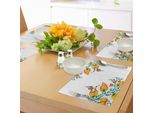 Abakuhaus Tovagliette Giapponesi, Motivo Floreale Acquerellato Giapponese Artistico Ispirato All'ambiente Stampa Artistica, Tiscjdeco In Tessuto Resistente Al Colore Per La Sala Da Pranzo E La Cucina, Arancione Verde