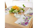 Abakuhaus Tovagliette Acquerello Con Fiori, Composizione Hybrid Garden Floret Con Erica E Fiori Artistica, Tiscjdeco In Tessuto Resistente Al Lavaggio Per Sala Da Pranzo E Cucina, Verde Rosa