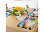 Abakuhaus Tovagliette Magiche, Libro Psichedelico Aperto Di Fiabe Su Sfondo Arcobaleno Con Fiori Colorati, Tovaglietta Decorativa In Tessuto Resistente Ai Colori Per La Sala Da Pranzo E La Cucina, Multicolore