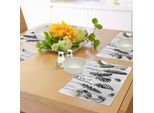 Abakuhaus Tovagliette Etniche, Disegno Semplice Delle Piume Disegnato A Mano Con Dettagli Ispirati Al Rituale Grunge, Stampa Artistica, Tiscjdeco In Tessuto Resistente Al Lavaggio Per La Sala Da Pranzo E La Cucina, Nero
