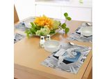 Tovagliette Abakuhaus Space, Astronauta Nella Navicella Spaziale Viaggio Cosmico Celestial World Universo Theme, Tiscjdeco In Tessuto Resistente Al Lavaggio Per La Sala Da Pranzo E La Cucina, Bianco E Blu