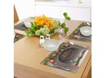 Abakuhaus Tovagliette Natalizie, Decorazioni Classiche Rustiche Con Motivi Stagionali, Lettere Gialle, Villaggio, Tiscjdeco In Tessuto Resistente Al Lavaggio Per Sala Da Pranzo E Cucina, Multicolore