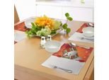 Tovagliette Natalizie Abakuhaus, Simpatico Pupazzo Di Neve Con Guanti E Cappello E Sciarpa Dal Design Accattivante, Decorazione Da Tavola In Tessuto Resistente Ai Colori Per La Sala Da Pranzo E La Cucina, Arancione E Bianco.