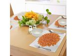 Abakuhaus Tovagliette Con Fiori Di Dalia, Funk Kunst Old Vintage Floral Leaf Love San Valentino Tema Speciale Celebrazione, Tiscjdeco In Tessuto Resistente Al Lavaggio Per Sala Da Pranzo E Cucina, Arancione