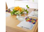 Abakuhaus Tovagliette Acquerellate Con Motivi Floreali, Gruppo Di Pesci Marini Scontrosi In Un Quadro Artistico Dai Colori Scuri E Vivaci, Decorazioni Da Tavola In Tessuto Resistente Ai Colori Per La Sala Da Pranzo E La Cucina, Multicolore