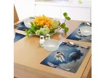 Tovagliette Abakuhaus Space, Cerchi Planetari Con Figure Geometriche Neptune Astral Rocket Vintage Print, Tiscjdeco In Tessuto Resistente Al Lavaggio Per La Sala Da Pranzo E La Cucina, Multicolore