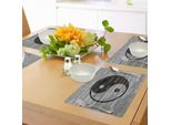 Tovagliette Abakuhaus Ying Yang, Stile Minimalista Tradizionale Asiatico Ying Yang Effetto Pavimento Rustico In Legno, Stile Moderno, Tovaglietta Decorativa In Tessuto Resistente Al Lavaggio Per Sala Da Pranzo E Cucina, Nero Verde