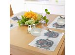 Tovagliette Abakuhaus Hamsa, Motivo Asiatico Hamsa Hand Bohemian Female Lord Per Allontanare La Sfortuna, Stampa Evil Eye E Lotus, Tiscjdeco In Tessuto Resistente Al Lavaggio Per La Sala Da Pranzo E La Cucina, Rosa E Blu