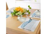 Tovagliette Abakuhaus, Forme Astratte Di Nuvole Realizzate Con Linee Sinuose E Motivi Ciclonici, Tiscjdeco In Tessuto Resistente Al Lavaggio Per La Sala Da Pranzo E La Cucina, Blu