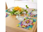 Abakuhaus Tovagliette Psichedeliche, Pittura A Olio Con Motivo Floreale Astratto Di Fiori Di Peyote In Fiore, Tovaglietta Decorativa In Tessuto Resistente Ai Colori Per La Sala Da Pranzo E La Cucina, Turchese Rosa