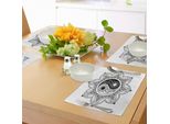 Tovagliette Abakuhaus Ying Yang, Simbolo Boho Ying Yang In Un Fiore, Design Zen Hippie, Motivo Mandala Floreale, Tiscjdeco In Tessuto Resistente Al Lavaggio Per La Sala Da Pranzo E La Cucina, Bianco E Nero