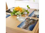 Tovagliette Abakuhaus Yosemite, Specchio Del Lago Yosemite E Riflesso Delle Montagne Sull'acqua - Tramonto - Vista Serale - Immagine, Tiscjdeco In Tessuto Resistente Al Colore Per La Sala Da Pranzo E La Cucina, Marrone