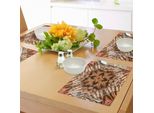 Tovagliette Abakuhaus Tie Dye, Sagoma Di Oggetto Sacro Realizzata Con L'antica Tecnica Tie Dye Ink, Tiscjdeco In Tessuto Resistente Al Lavaggio Per La Sala Da Pranzo E La Cucina, Arancione Marrone