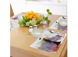 Tovagliette Abakuhaus Per Bambine, Bambine Con Sciarpa Rossa Sulla Strada Con Lanterne Anni Sessanta, Sogno Retrò, Tiscjdeco In Tessuto Resistente Ai Colori Per La Sala Da Pranzo E La Cucina, Multicolore