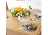 Tovagliette Abakuhaus Con Motivi Floreali, Papaveri, Fiordalisi, Camomilla Pastello, Petali Di Fiori, Bellissimi Motivi Grafici Su Sfondo Macchiato, Decorazioni Da Tavola In Tessuto Resistente Al Lavaggio Per La Sala Da Pranzo E La Cucina, Bianco E Blu.