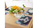 Abakuhaus Tovagliette Psichedeliche, Personaggio Panda Nel Mondo Onirico Dell'allucinazione Magica Junkie Animal Artwork, Tiscjdeco In Tessuto Resistente Al Lavaggio Per La Sala Da Pranzo E La Cucina, Bianco Grigio