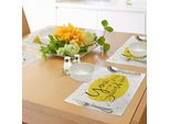 Abakuhaus Tovagliette Con Citazioni, Forma Circolare, Spruzzi Di Colore, Pennellate Con Citazioni Ispiratrici Sul Tema Di San Valentino, Decorazioni Da Tavola In Tessuto Resistente Al Lavaggio Per La Sala Da Pranzo E La Cucina, Giallo.