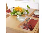Tovagliette Abakuhaus Space, Colonizzazione Di Marte Con Cosmonauta Sul Pianeta Con Bandiera Discovery Image, Tiscjdeco In Tessuto Resistente Al Lavaggio Per Sala Da Pranzo E Cucina, Arancione Rosso