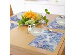 Abakuhaus Tovagliette Acquerello Con Fiori, Stagione Primaverile, La Madre Terra Fiorisce, Design Con Bouquet Di Fiori E Petali, Stampa Digitale Su Tessuto Lavabile, Decorazione Per La Tavola, Cucina, Giallo E Blu