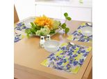 Abakuhaus Tovagliette Acquerello Con Fiori, Giardino Di Campo Viola Con Farfalle In Colori Chiari - Stampa Naturale - Tessuto Resistente Al Lavaggio Per Sala Da Pranzo E Cucina, Viola E Giallo