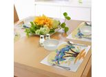 Tovagliette Abakuhaus Con Motivo Palma, Isola Tropicale Colorata Con Palme Hawaiane, Fiaccole, Gabbiani E Tramonto, Tovaglietta Decorativa In Tessuto Resistente Ai Colori Per La Sala Da Pranzo E La Cucina, Arancione E Blu.