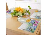 Abakuhaus Tovagliette Acquerello Con Fiori, Iris Surreali, Peonie, Petali Di Papavero E Farfalle Selvatiche, Tiscjdeco In Tessuto Resistente Al Lavaggio Per Sala Da Pranzo E Cucina, Multicolore