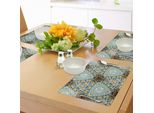 Tovagliette Abakuhaus Tie Dye, Motivo Batik Tie Dye Classico Con Simboli Bizzarri E Orientali Esteticamente Gradevoli, Tiscjdeco In Tessuto Resistente Al Lavaggio Per La Sala Da Pranzo E La Cucina, Marrone Blu