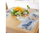 Tovagliette Abakuhaus Berg, Paesaggio Delle Cime Montuose, Paesaggio Magico Da Sogno, Paradiso Naturale, Motivo, Tiscjdeco In Tessuto Resistente Al Colore Per La Sala Da Pranzo E La Cucina, Bianco E Nero